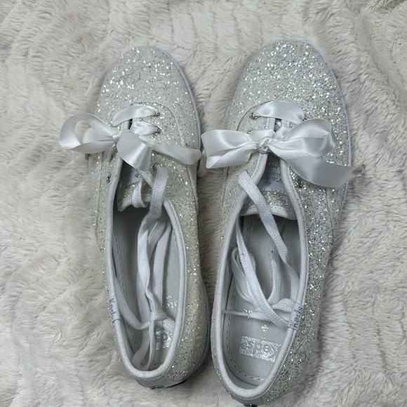 Keds x Kate Spade New York fashion sneakers Silver sparkle glitter , US 8, NWOT - Picture 6 of 12